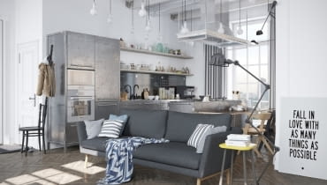 Mieszkanie w Murmańsku - salon nowoczesne wnętrze, mieszkanie w skandynawskim stylu, nowoczesne mieszkanie, mieszkanie w odcieniach szarości