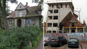 Z lewej: willa Monte w 2012 roku. Z prawej: przebudowa willi. Z lewej: willa Monte w 2012 roku. Z prawej: przebudowa willi.
