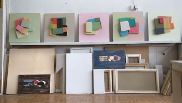 Fragment cyklu Bez Tytułu, (50 x 50 cm), akryl, gąbki, 2015 r.