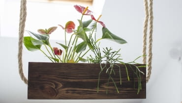 Wiszący kwietnik ze skrzynki po winie jak zrobić wiszącą półkę?