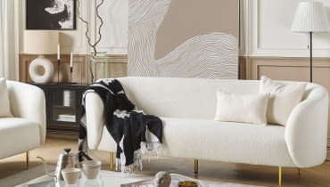 Sofa trzyosobowa boucle biała LOEN Sofa trzyosobowa boucle biała LOEN