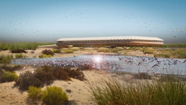 Platforma obserwacyjna flamingów w rezerwacie Al Wathba (Zjednoczone Emiraty Arabskie). Proj. AIDIA STUDIO Platforma obserwacyjna flamingów w rezerwacie Al Wathba (Zjednoczone Emiraty Arabskie). Proj. AIDIA STUDIO