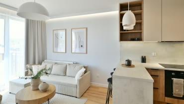 Skandynawski salon z kuchnią Skandynawski salon z kuchnią