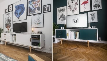 Salon przed zmianą i po niej. Salon przed zmianą i po niej.