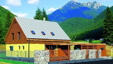 Elewacja wejściowa - "Dom oszczędny" projekt domu,projekty domów,dom jednorodzinny