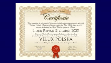 VELUX Polska ponownie z tytułem Lider Rynku Stolarki VELUX Polska ponownie z tytułem Lider Rynku Stolarki