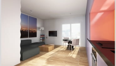 Kawalerka dla dwojga - projekt maKa architekci kawalerka, porady architektów, małe mieszkanie, kuchnia w aneksie