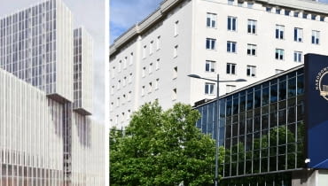 Z lewej: wizualizacja nowej siedziby NBP; z prawej: siedziba NBP Z lewej: wizualizacja nowej siedziby NBP; z prawej: siedziba NBP
