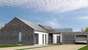 Widok domu od strony wejścia projekt domu jednorodzinnego
