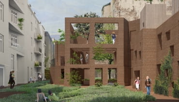 Dawne oficyny kamienic przy ul. Mariackiej w Katowicach. Proj. OVO Grąbczewscy Architekci. Dawne oficyny kamienic przy ul. Mariackiej w Katowicach. Proj. OVO Grąbczewscy Architekci.