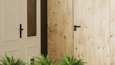 Drzwi z ościeżnicą drewnianą bezprzylgową (niewidoczne zawiasy)