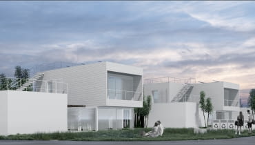 KoMo - osiedle domów jednorodzinnych w Krakowie w technologii betonu konopnego KoMo - osiedle domów jednorodzinnych w Krakowie w technologii betonu konopnego