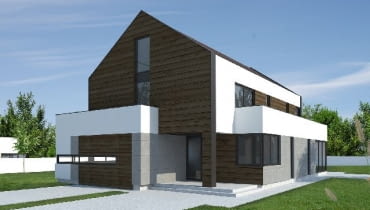 Widok domu od strony wejścia projekt domu, dom jednorodzinny