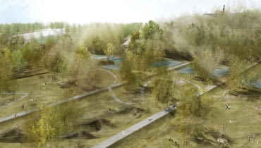 Zwycięski projekt zagospodarowania terenów kopca Powstania Warszawskiego.