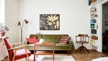 Mieszkanie w stylu lat 50. Salon. mieszkanie, jasne mieszkanie, skandynawski styl, mieszkanie w stylu lat 50.