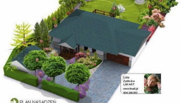 PLAN NASADZEŃ 1. brzoza pożyteczna, wrzosy, kostrzewa sina 2.sosna czarna 'Pyramidalis' 3.drzewa owocowe 4.porzeczki i agrest 5.świerk 'Hoopsii' 6.orzech włoski 7.jałowiec 'Stricta' 8.perukowiec podolski 'Royal Purple', berberys Thunberga 'Golden Rocket' 9. cis 'Fastigiata Aureomarginata' 10.surmia bignoniowa 11.żywotnik 'Brabant' 12.cis pośredni 'Wojtek' 13.świerk serbski, barwinek pospolity 14.glediczja trójcierniowa, winobluszcz pięciolistkowy 15.robinia 'Umbraculifera' 16.różanecznik 17.lawenda wąskolistna 18.klon palmowy 19.cis pospolity 'Fastigiata Aureomarginata' 20.magnolia 21.bukszpan wieczniezielony