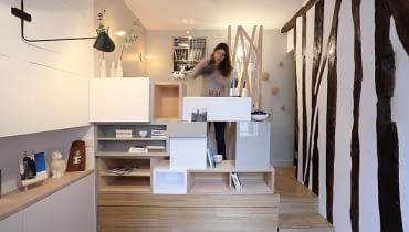Kawalerka w Paryżu - 12 m kw.; proj. Julie Nabucet Architectures małe mieszkanie, kawalerka, jak urządzić bardzo małe mieszkanie, funkcjonalna kawalerka