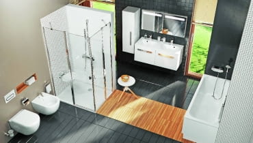 CHROME. Umywalka, szer. 55 cm - od 399 zł, brodzik, 80 x 80 cm - od 1021 zł, sedes wiszący bezkołnierzowy, dł. 51 cm - 983 zł, bidet wiszący, dł. 51 cm - 724 zł, Ravak