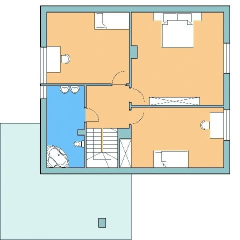 Dom z przestrzenią gospodarczą, rzut piętra