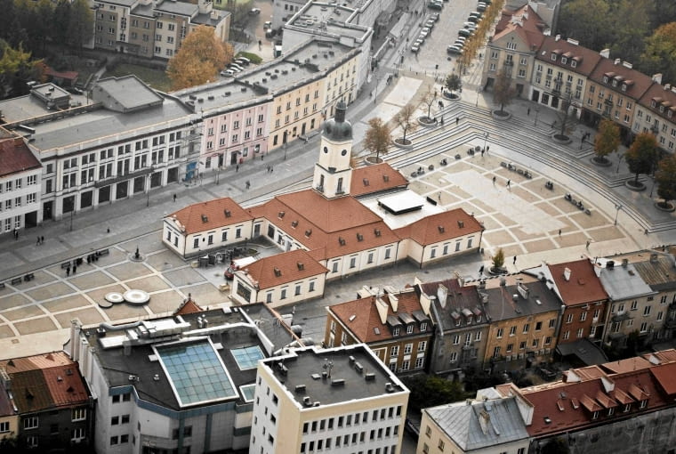 10.10.2013 Bialystok . Ratusz Rynek Kosciuszki centrum z lotu ptaka . Fot . Jedrzej Wojnar / Agencja Gazeta