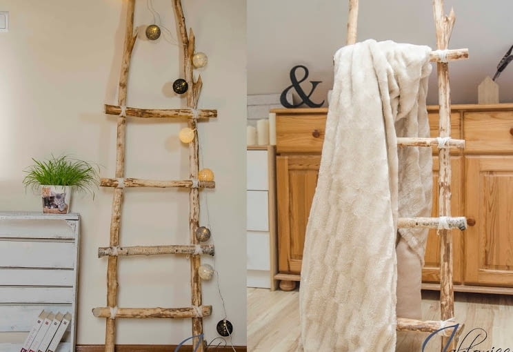 Śliczna drabina, które staje się praktycznym wieszakiem. DIY, drabina, zrób to sam
