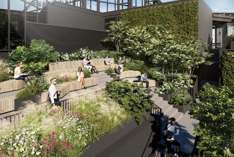 Wizualizacja poglądowa tarasu na wieżowcu Skyliner II