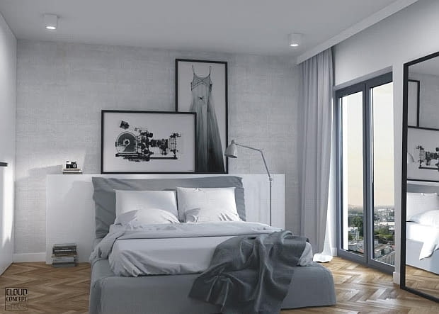 Mieszkanie - 55 m kw.; proj. Cloud Concept Studio małe mieszkanie, mieszkanie w szarościach, przytulne mieszkanie, jak urządzić