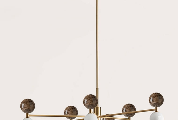Lampa Dalt (Aromas del campo), złoty metal, brązowy marmur, śr. 120 cm, 6811 zł, 9design.pl