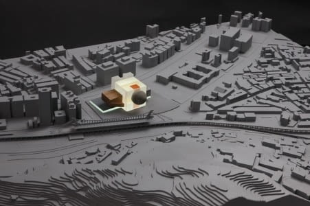 Taipei Performing Arts Center - model obiektu wraz z otoczeniem. OMA. OMA, Koolhaas, Tajwan, architektura, projekt, konkurs architektoniczny