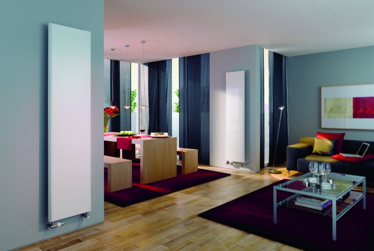 Pionowy, wąski model tego grzejnika sprawdzi się w dużych, wysokich pomieszczeniach lub takich, w których nie ma wiele miejsca na jego montaż. Dostępny jest w różnych wymiarach. Grzejnik może współpracować z różnymi źródłami ciepła. Płyta czołowa do wyboru – idealnie gładka oraz z profilowaniem drobnym lub wyrazistym