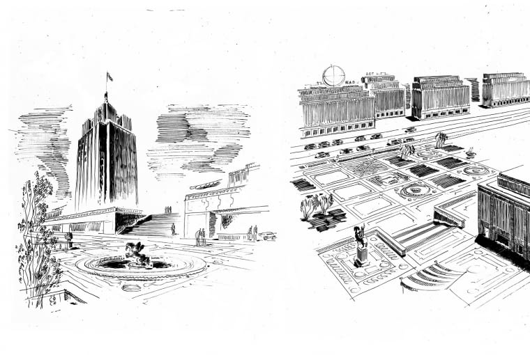 Warszawa-Śródmieście. Koncepcja zabudowy Aleje Jerozolimskie. Autor: Maciej Nowicki; 1945-1946. Widoki perspektywiczne Warszawa-Śródmieście. Koncepcja zabudowy Aleje Jerozolimskie. Autor: Maciej Nowicki; 1945-1946. Widoki perspektywiczne