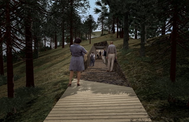 Wizualizacja "przeciętego" półwyspu położonego niedaleko wyspy Utoya Utoya