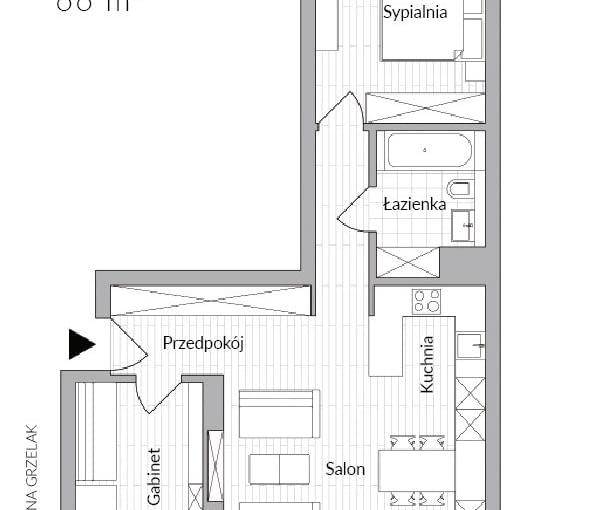 Rzut mieszkania w Warszawie o powierzchni 66 m2. Home staging wykonała Jola Skóra z Agencji Projektowa Jam Kolektyw, www.jamkolektyw.com Rzut mieszkania w Warszawie o powierzchni 66 m2