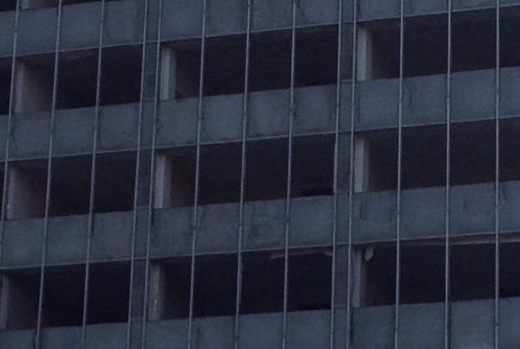 Hotel Centrum W Łodzi w trakcie rozbiórki. Zdjęcie z 25 września 2014 r. Hotel Centrum W Łodzi w trakcie rozbiórki