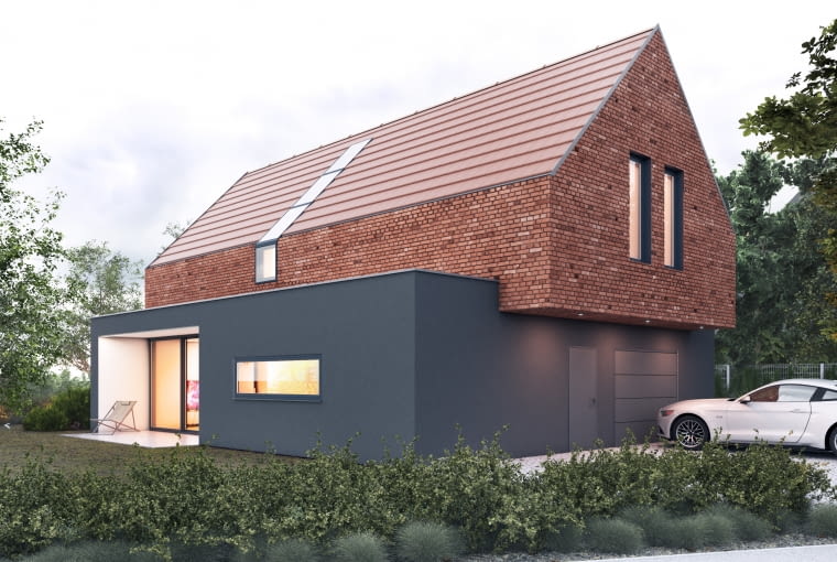 Mały dom z cegły w Kozłowie. Proj. Inostudio