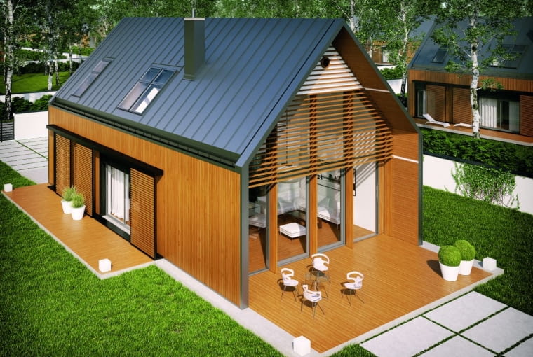 Wnętrze domu jest funkcjonalnie zagospodarowane. Na parterze, oprócz części dziennej, znajduje się dodatkowy pokój wizualizacja domu