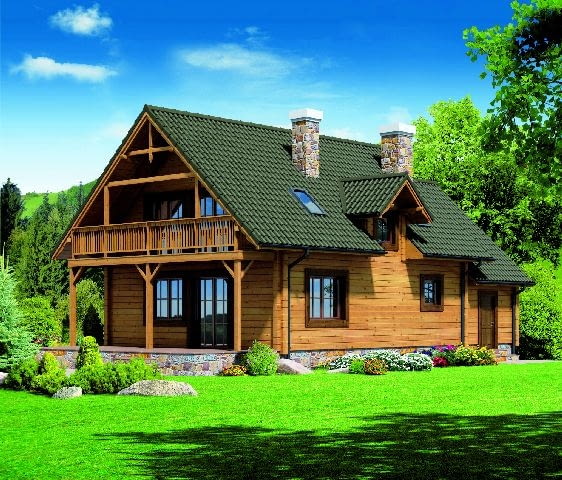 Elewacja ogrodowa - "Dom z wejściem przez ganek" Elewacja ogrodowa - "Dom z wejściem przez ganek"