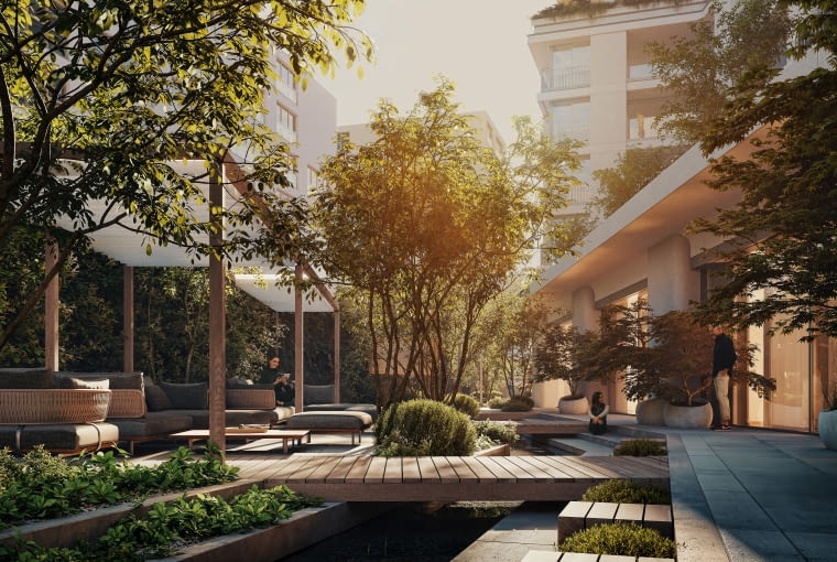 NOHO ONE w Warszawie. Prywatny ogród. NOHO ONE w Warszawie. Prywatny ogród.