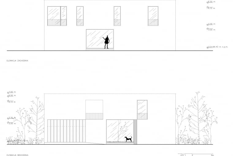 Dom M7 - elewacje wschodnia i zachodnia
