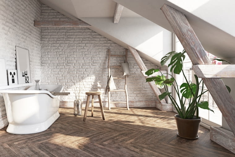 Biel i drewno w łazience biała łazienka z drewnem