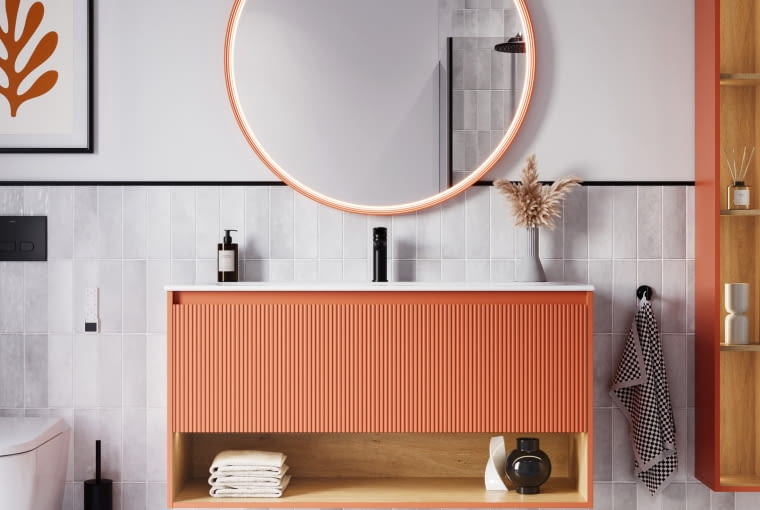 Czasem niewiele trzeba, by wnętrze kojarzyło nam się z ubiegłym wiekiem – kolor mebli, kształt lustra czy suchy bukiet na umywalce BERNSTEIN POLSKA Czasem niewiele trzeba, by wnętrze kojarzyło nam się z ubiegłym wiekiem – kolor mebli, kształt lustra czy suchy bukiet na umywalce BERNSTEIN POLSKA