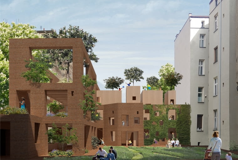 Dawne oficyny kamienic przy ul. Mariackiej w Katowicach. Proj. OVO Grąbczewscy Architekci. Dawne oficyny kamienic przy ul. Mariackiej w Katowicach. Proj. OVO Grąbczewscy Architekci.