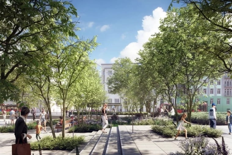 Plac Dąbrowskiego w Łodzi po metamorfozie Plac Dąbrowskiego w Łodzi po metamorfozie