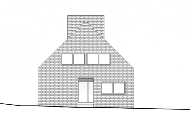 Dom w Pawlikowicach. Elewacja zachodnia Dom w Pawlikowicach. Elewacja zachodnia