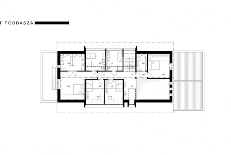 Dom Słowiański - rzut poddasza. Proj. BXB studio