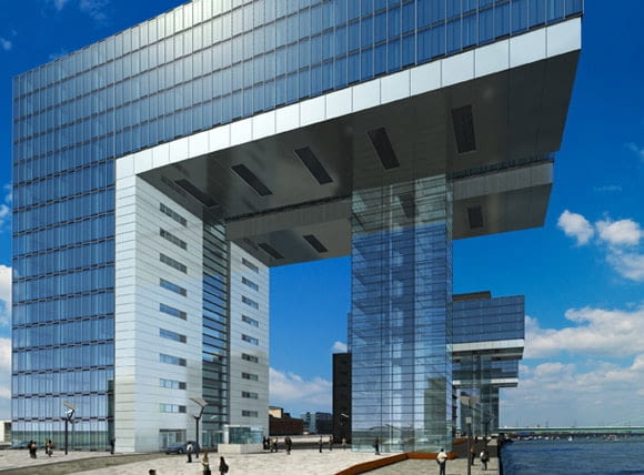 Wizualizacje zespołu biurowego Kranhaus w Kolonii projektu uznanego architekta Hadi Teherani z pracowni BRT architects niemcy, wieżowiec, biurowiec, budynek, realizacja