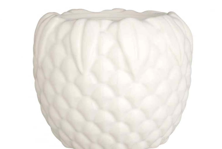 H&M Home: okrągła osłonka na doniczkę z kamionki o powierzchni ze strukturalnym wzorem. Cena: 59,90 zł. zakupy, akcesoria, dodatki, H&M Home
