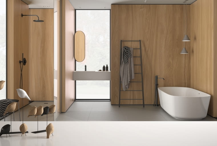 Biel i drewno w łazience biała łazienka z drewnem