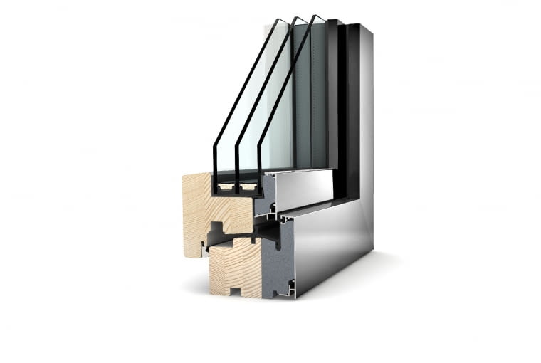 Propozycja 2. System: HF 310, okna drewniano-aluminiowe, profil z drewna świerkowego, pianki termoizolacyjnej oraz zewnętrznej nakładki aluminiowej o grubości 85 mm; Uf = 0,86 W/(m2K) Pakiet szybowy: dwukomorowy; Ug = 0,5 W/(m2K), g = 54%; Uw = 0,69 W/(m2K) Cena: 32 799 zł