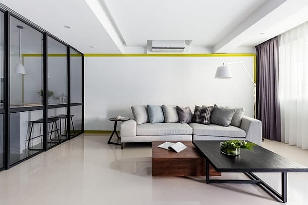 Mieszkanie w Taizhong - 74 m kw.; proj. Z-Axis Design Studio nowoczesne mieszkanie, mieszkanie z otwartą kuchnią, jak wydzielić kuchnię, jasne mieszkanie